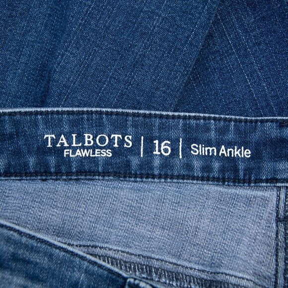 Talbot's Jeans Womens 16 Flawless Slim Ankle Embroidered Hem Blue Stretch Boho - Picture 5 of 7